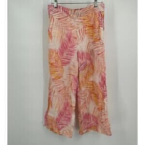 Tahari Womens Linen Pants Size L Cropped Boho Tropical Vacation Resort‎ Cruise